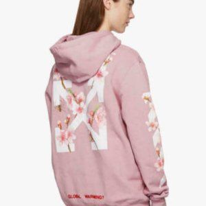 Off-White | Sweaters | Off White Main Label Hoodie Global Warming Pink  Cherry Blossom Hoodie | Poshmark